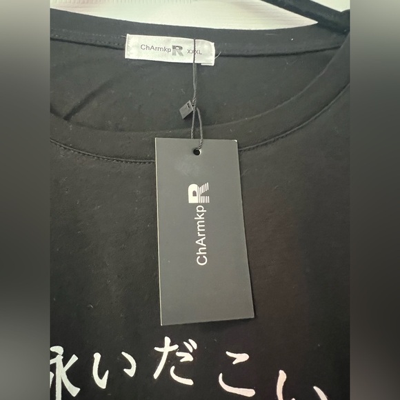 Men's New With Tags ChArmkpR Junge Black Tee With Koi Fish and Wave - Picture 2 of 4